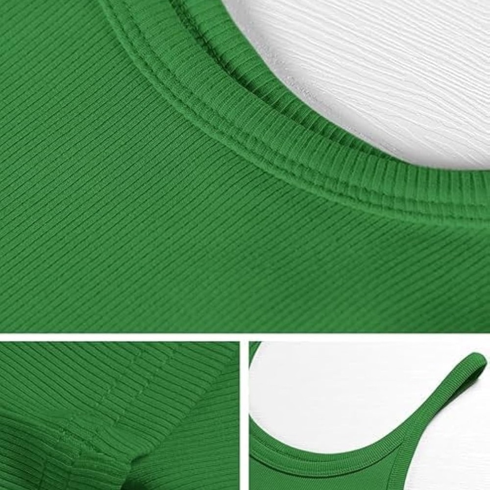 Green Ribbed Tank Top - Picture 2 of 2